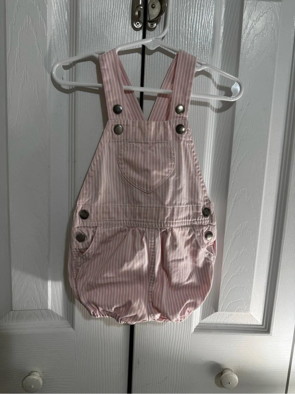 The Beaufort Bonnet Company Pink Striped Bubble Overalls with Heart Pocket